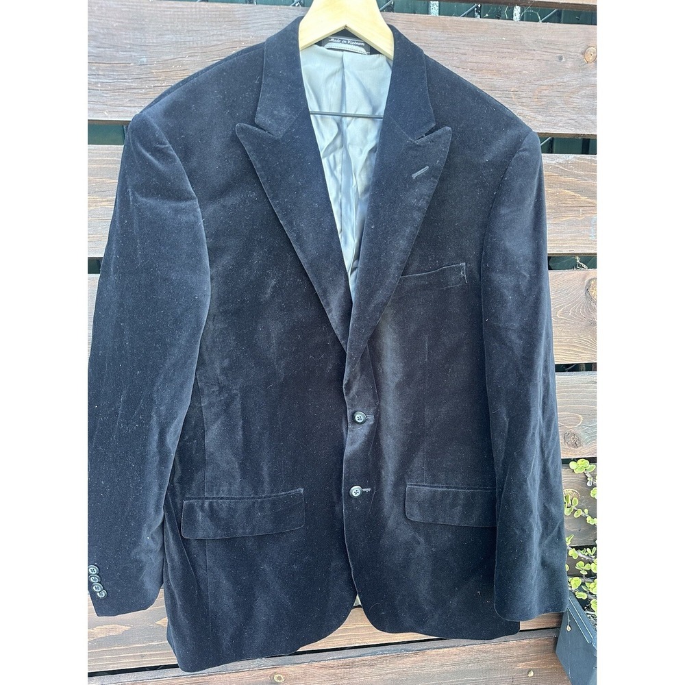 Bert Pulitzer Men's Holiday Black Velvet Velour Blazer Size 42‎ R